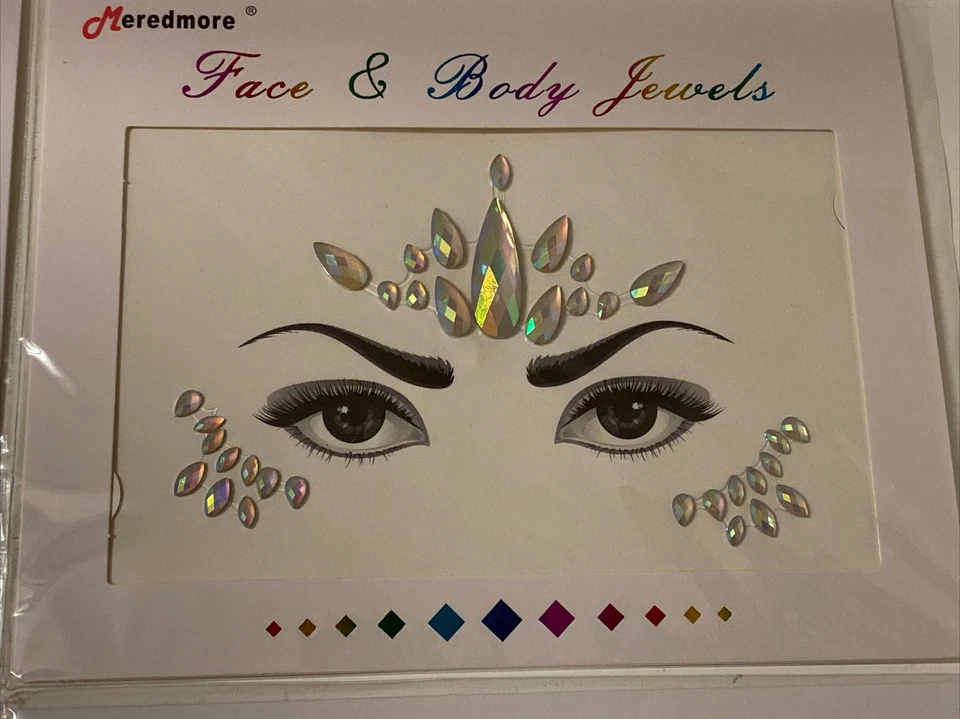 8 PCS Face Gems Stickers Rhinestones Crystals Rainbow Mermaid Face Jewels Sealed - Image 3 of 4