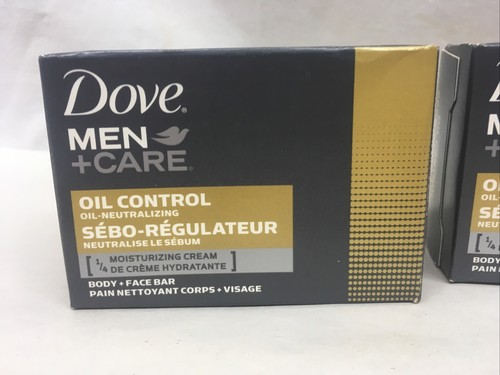 Dove Men + Care Body & Face Bar Soap Oil Control 4oz Lot of 2 Bars - Picture 2 of 4
