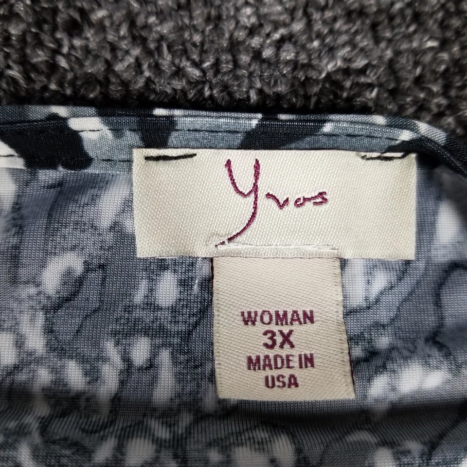 Blusa informal de mujer 3X Top blanco estampado de leopardo manga 3/4 Yvos hecha en EE. UU. Foto 2 de 4