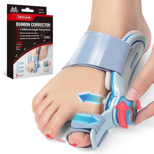 Tech Love Bunion Corrector Big Toe Straighteners, Adjustable Knob Double Correct