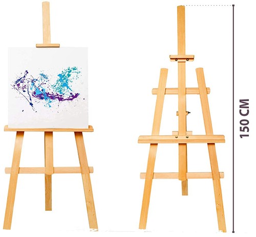 Cavalletto Da Pittore In Legno Di Abete – H 150 Cm, Doppia Regolazione, Finitura Grezza Levigata