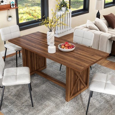 70.8'' Large Farmhouse Kitchen Dining Room Table for 6 to 8 People Dinette Table