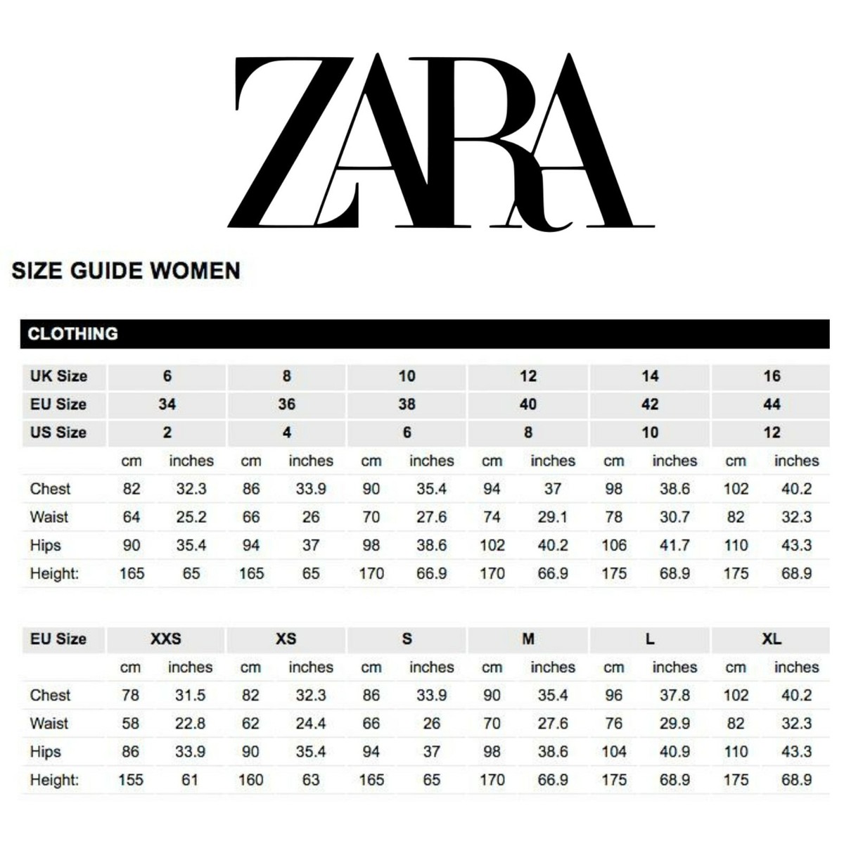 Top more than 80 zara size chart trousers best