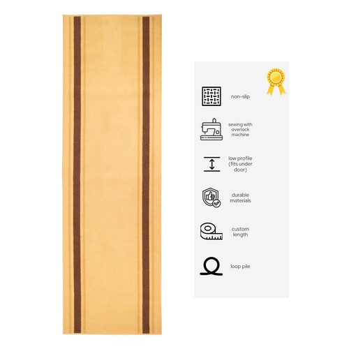 Runner Rug Custom Size Solid Bordered Beige Washable Slip Resistant - 第 2/4 張圖片