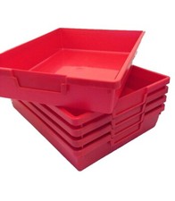 Red Plastic Storage Trays - 5 In Pack