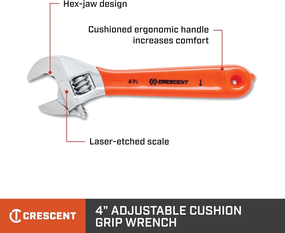 Llave de agarre de cojín ajustable Crescent 4" - Cardada - AC24CVS Foto 2 de 4