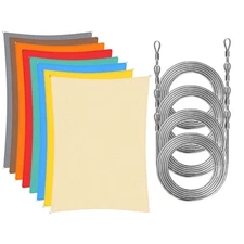 Waterproof Rectangle Sun Shade Sail Canopy Awning Shades With 12 Feet Cables