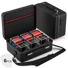 Card Deck Box with Portable Case, 6 Pack Clear Commander Deck Box with 6 Divi...