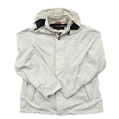 Timberland Feldjacke Herren weiß mit Kapuze Gr. M leicht Reißverschluss Logo