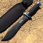 13"" Defender Xtreme Serrated Blade All Black Hunting Knife with Sheath