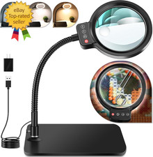 30X 10X Magnifying Glass with Light Stand,72 LED 3 Color Modes Stepless Dimmable