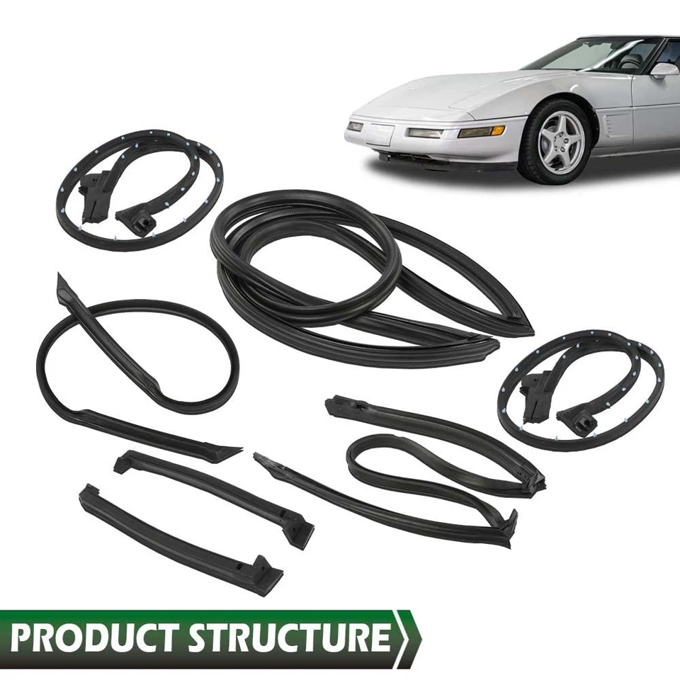 Kit completo de borracha para janela Weatherstrip kit de vedação de tira climática ajuste Chevy Corvette C4 - Imagem 2 de 4