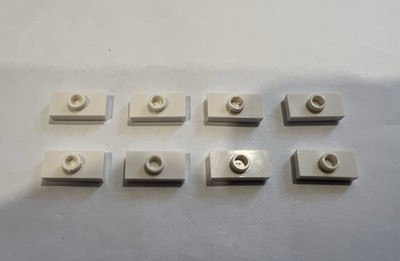 Lego Lot Of 8 White 1x2 Plate / Tile With 1 Knob Stud New City Part