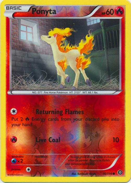 Pokemon - Ponyta - 16/114 - Common - Reverse Holo - XY - Steam Siege - NM