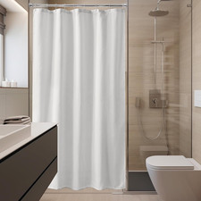Long Stall Shower Curtain Liner Washable, 54 x 78 Inches, Fabric Shower Liner wi