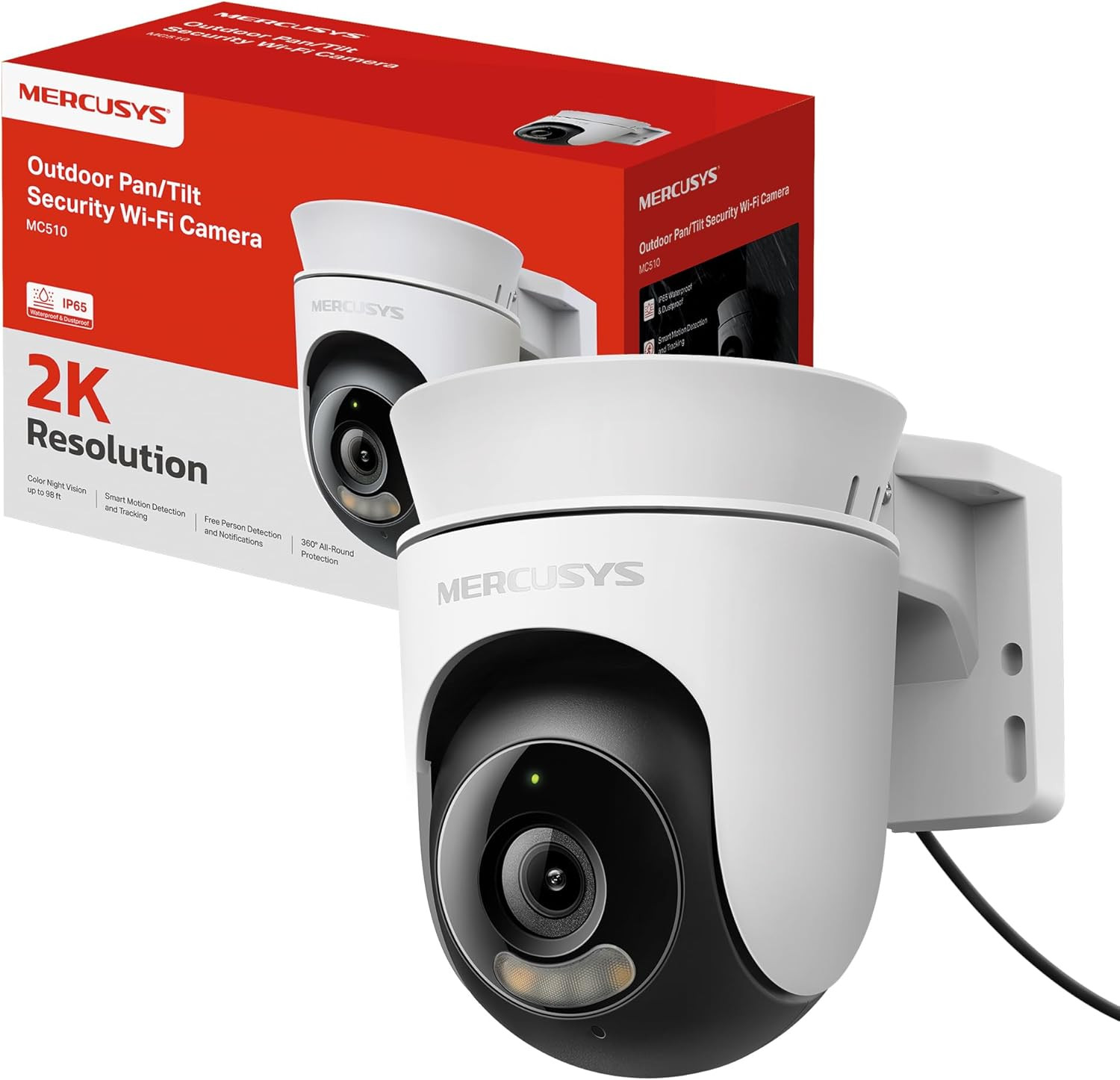 MC510 Telecamera Esterno Wifi 360° | Sicurezza 2K 3MP Notturna a Colori