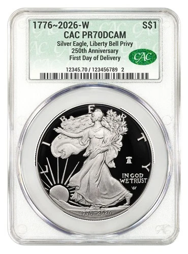 2026-W (PF70) Proof American Silver Eagle  ~ Bell Privy! ~ $1 CACG FDOD Presale