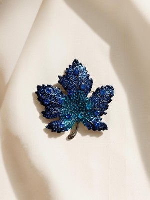 Brosche Brosche Ahornblatt Strass Mehrfarbig Vintage Jewelry