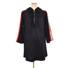 Gucci 19 Technical Line Logo Tape Fringe Jersey Dress Half Zip Knee Length Used