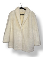 Vintage Faux Fur Coat Women  s Large 12 Cream Made in USA