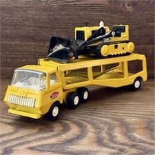 Tonka Pressed Steel Mini Car Hauler & Front End Loader