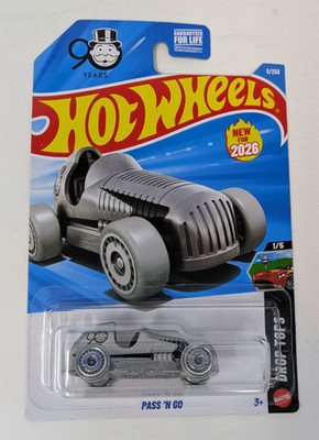 Hot Wheels Pass 'N Go 1/5 Drop Tops 5/250 90 Years Monopoly Silver JJH30