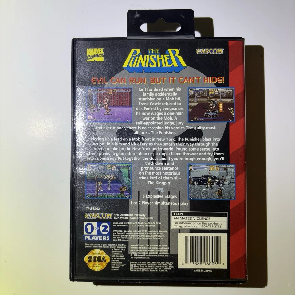 The Punisher ~ Retro Sega Genesis ~ Authentic Cartridge And Case ~Tested & Works - Image 3 of 4