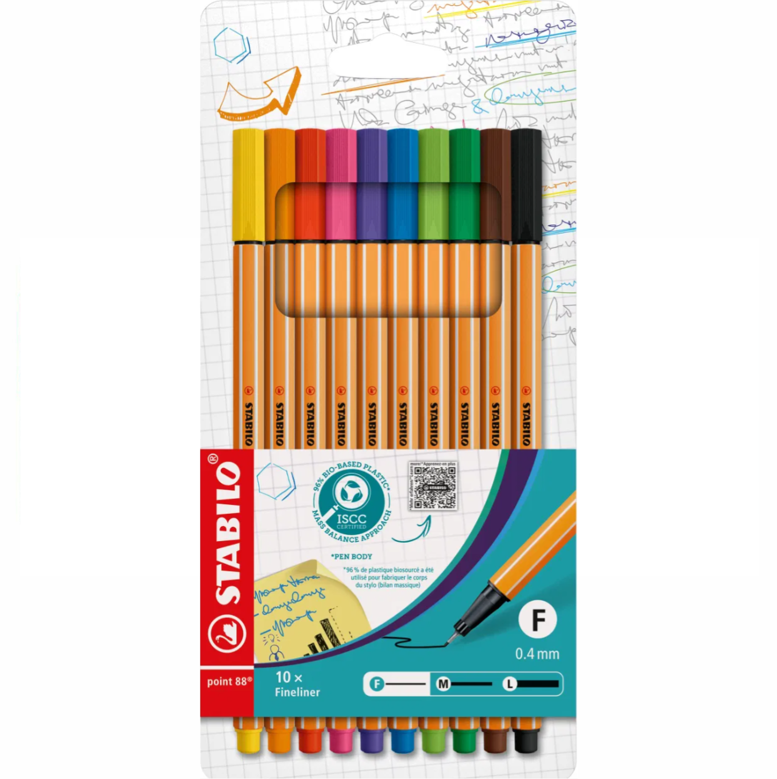Fineliner - STABILO point 88 - Pack of 10 - Assorted Colours