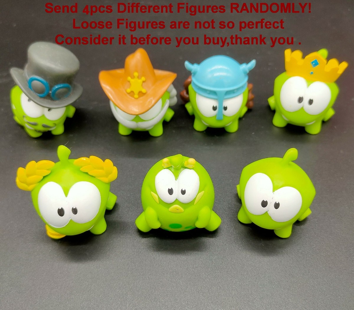 SEND RANDOM 4pcs Cartoon Game CUT THE ROPE OM NOM Frog 5CM Figure