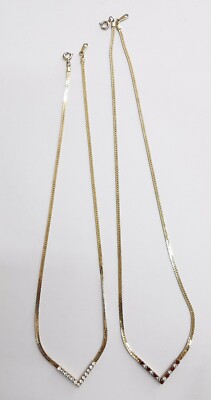 Lot De 2 Colliers Avon - Doré Avec Pierres Roses Et Rouges - Ref 56940 - Occasion