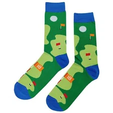 NWT Golf Hole 18 Dress Socks Novelty Men 8-12 Green Crazy Fun Sockfly