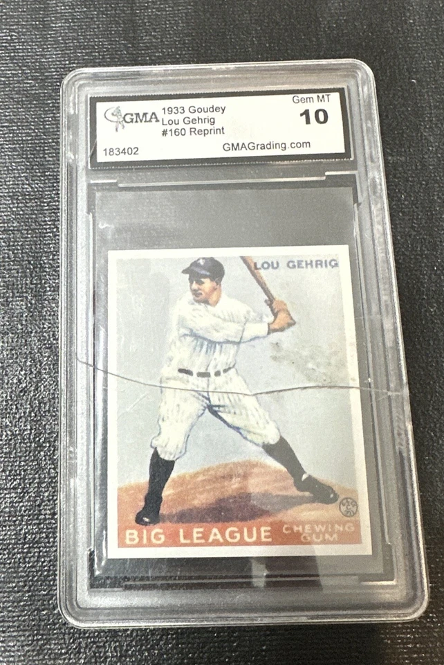 Goudey Lou Gehrig #160 1933 reimpresión GMA Gem MT 10 New York Yankees #160 Foto 2 de 4