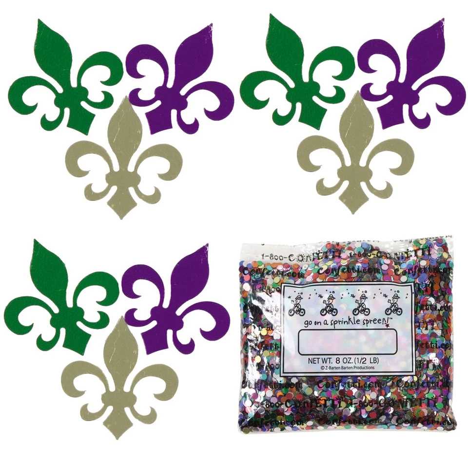 Confetti Fleur De Lis Mardi Gras Mix - 2 Pchs ou 1/2 lbs - FRETE GRÁTIS (9547) - Imagem 3 de 4