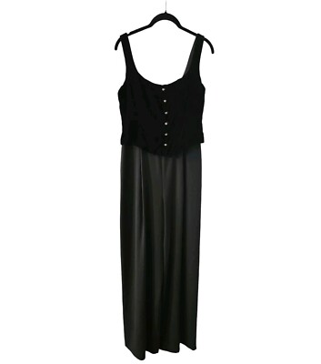 Laundry by Shelli Segal Velvet Jumpsuit SZ 8 Rhinestone Buttons Sleeveless READ