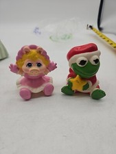 Jim Henson s Muppet Babies Baby Kermit Miss Piggy Christmas Squeak Toy Vtg 1989