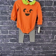 Cat  Jack 18 Month Halloween Pumpkin 2 Piece Set striped Pant Bodysuit