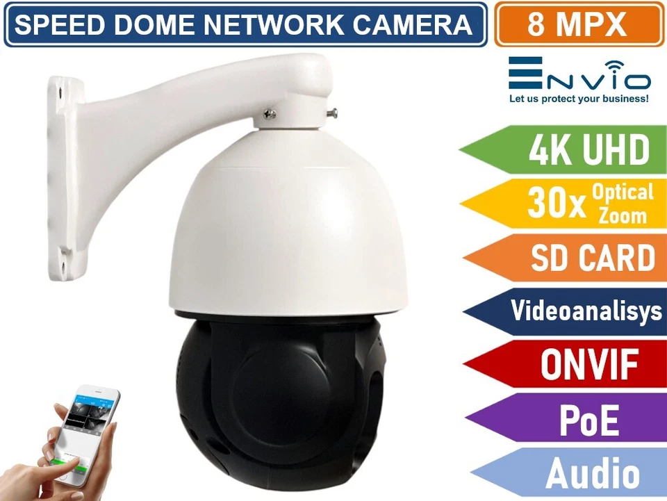 TELECAMERA SPEED DOME NETWORK 4K 8MP ULTRA HD ZOOM OTTICO 30X ONVIF POE VIDEOAN - Immagine 4 di 4