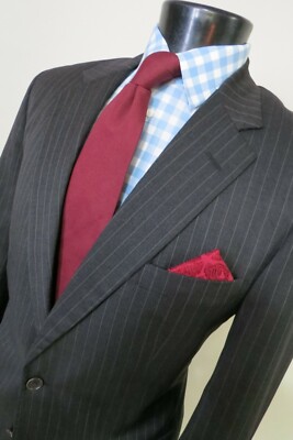 Brooks Brothers 1818 Madison charcoal gray pin stripe Two