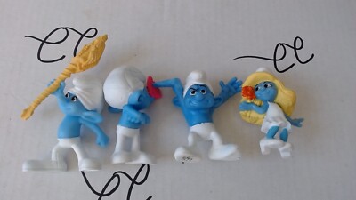 2011 Peyo SMURFS McDonald's Grouchy Smurf, Smurfette, Hefty, & Clumsy Smurf