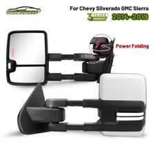 Switchback Power Fold Tow Mirrors White Painted For 2014-2019 Silverado Sierra