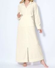 Dreams  Co. Plus Size Ivory Plush Hooded Long Robe Size L 18/20 
