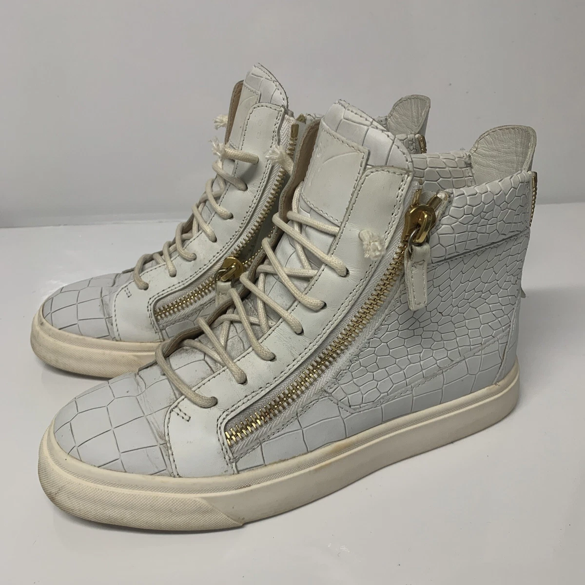 Giuseppe Zanotti Men's Embossed Leather Mid-Top Sneakers