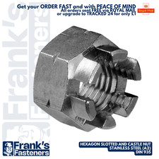 HEXAGON SLOTTED CASTLE NUT M5 M6 M8 M10 M12 in A2/304 STAINLESS STEEL DIN 935