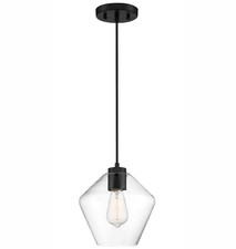 Glass Tapered Pendant Light 9" in Coal - 1-Light Hanging Fixture by Minka Lavery