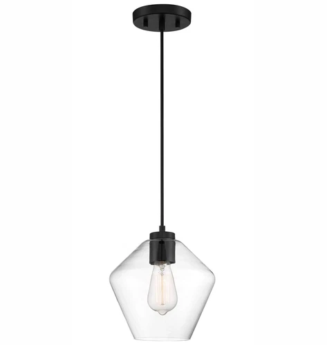 Glass Tapered Pendant Light 9" in Coal - 1-Light Hanging Fixture by Minka Lavery - Picture 1 of 4