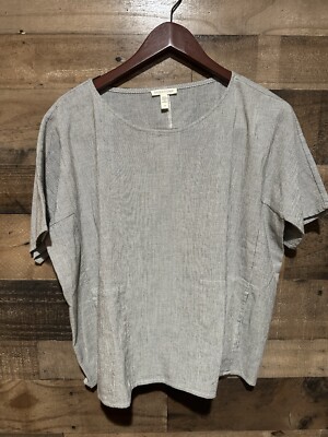Eileen Fisher Small Micro Stripe SS Womens Top