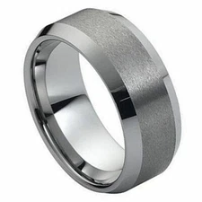 Free personalized Tungsten Carbide 10mm Brushed Center High Polished Ring