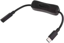 "Black USB C Extension Cable with Inline On/Off Switch 4 Power Switch Cables"