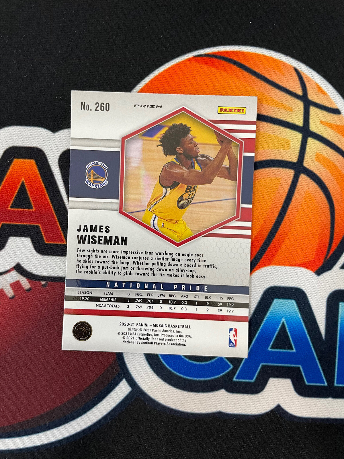 James Wiseman 2020-21 Panini Mosaic National Pride Green Prizm #260 RC GSW