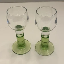 2 Lime Green Stem Cordial Glasses Bormioli Rocco Limocino 2oz Aperitif Italy